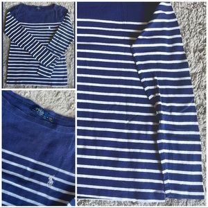 Polo // Navy Blue White Striped Cotton Sweater